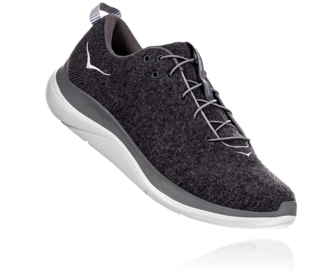 Pantofi Alergare Asfalt Hoka One One Hupana Flow Wool Barbati - Gri Inchis / Gri | Romania KSYV82910